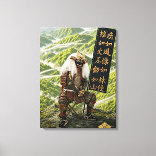 Impressão Em Tela Armadura de Samurai Takeda Shingen Montanhas Verde