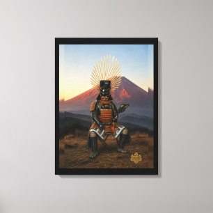 Impressão Em Tela Armadura de Samurai Toyotomi Hideyoshi Monte Fuji