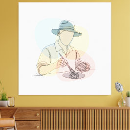 Impressão Em Tela Arqueologista de uma linha de arte contínua simple