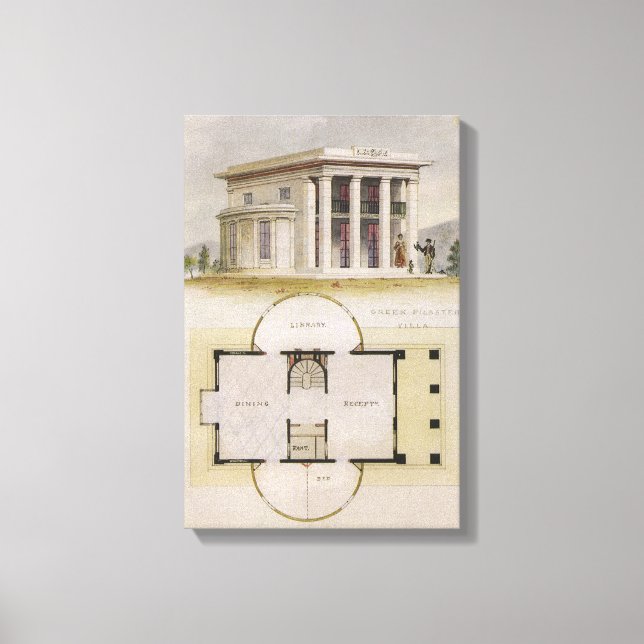 Impressão Em Tela Arquitetura Antiga, Planta Baixa e Vila Grega (Frente)