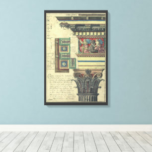 Impressão Em Tela Arquitetura Clássica, Coluna com Relevo de Cornija