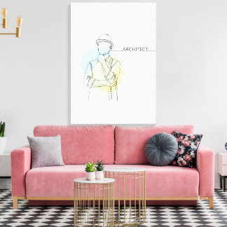 Impressão Em Tela Arquitetura simples de arte de uma linha contínua