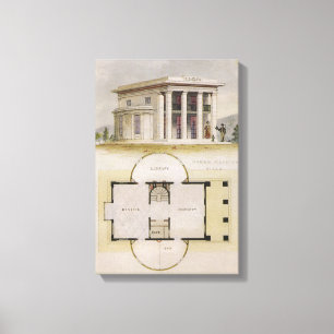 Impressão Em Tela Arquitetura Vintage, Planta Baixa e Vila Grega