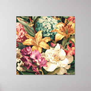 Impressão Em Tela Arranjo Floral Vintage Vibrante