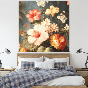 Impressão Em Tela Arranjo Floral Vintage Vibrante