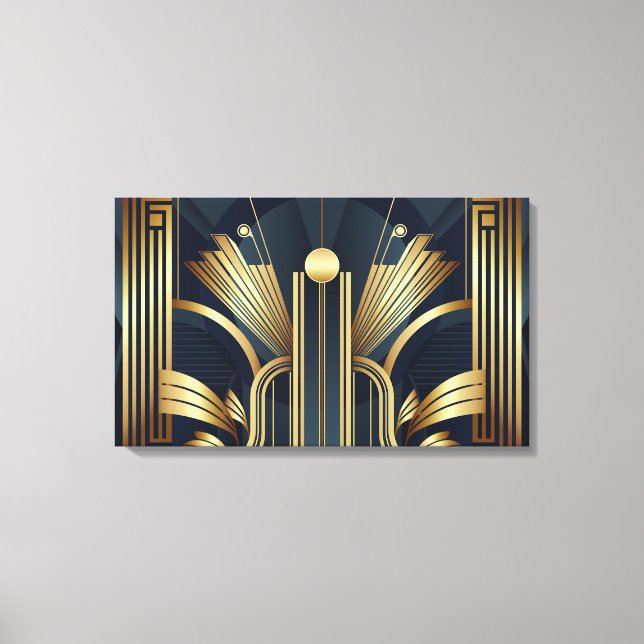 Impressão Em Tela Art Deco Dourado (Frente)