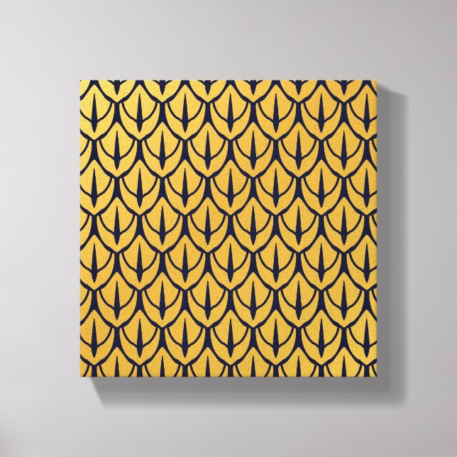 Impressão Em Tela Art Deco Dragon Scales - Blue and Gold Scales (Frente)