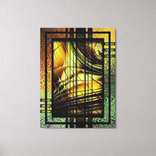 Impressão Em Tela Art Deco Em Verde E Dourado