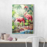 Impressão Em Tela Art Deco Flamingos Rosa<br><div class="desc">Estes flamingos cor-de-rosa com estilo deco foram pintados em azulejos de metrô na França. Eles são enquadrados por um rosa profundo.</div>