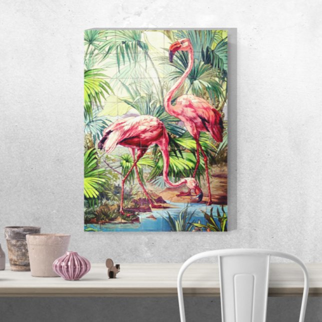 Impressão Em Tela Art Deco Flamingos Rosa (Criador carregado)