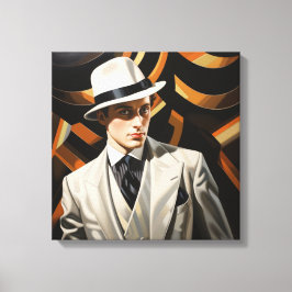 Impressão Em Tela Art Deco Glam: Homem Prateado