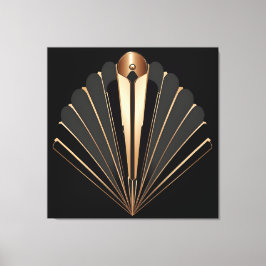 Impressão Em Tela Art Deco Gold Fan Geometric Elegance