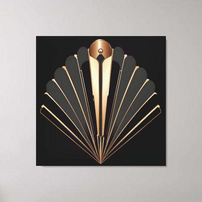 Impressão Em Tela Art Deco Gold Fan Geometric Elegance (Frente)