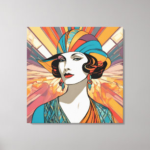 Impressão Em Tela Art Deco Inspira Trabalho de arte de Retrato AI-Na