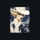 Impressão Em Tela Art Deco Lady in White with Black Dog, Era Gatsby<br><div class="desc">Este é um design de Arte original criado por Designs de Irmão Celta.</div>