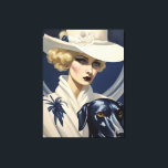 Impressão Em Tela Art Deco Lady in White with Black Dog, Era Gatsby<br><div class="desc">Este é um design de Arte original criado por Designs de Irmão Celta.</div>