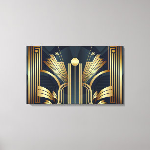 Impressão Em Tela Art Deco Ouro