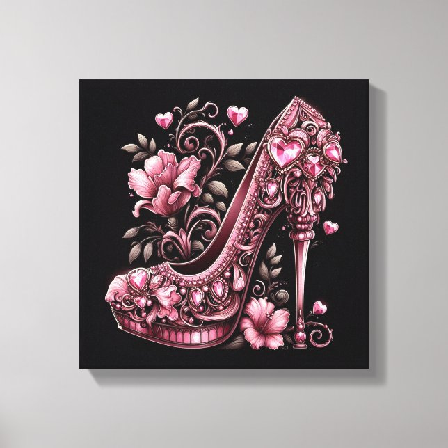 Impressão Em Tela Art Deco Pink Stiletto High Heels (Frente)