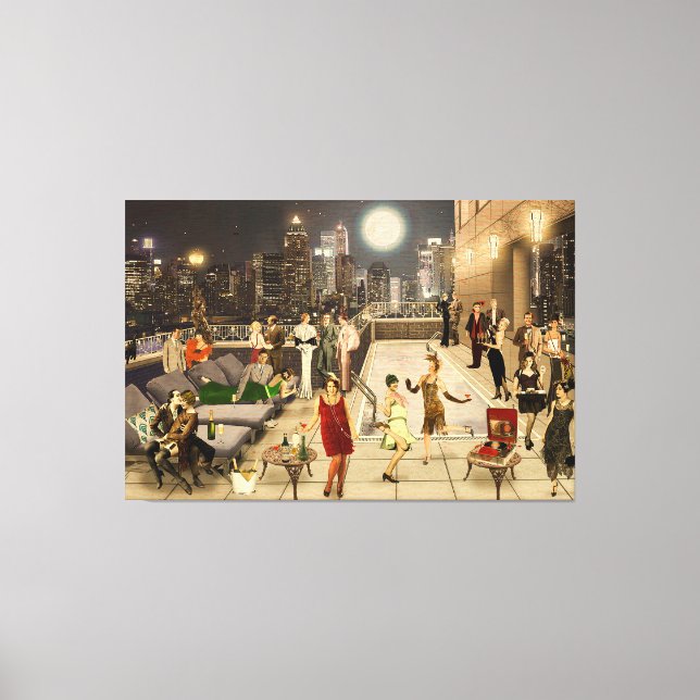 Impressão Em Tela Art Déco Skyline (Frente)