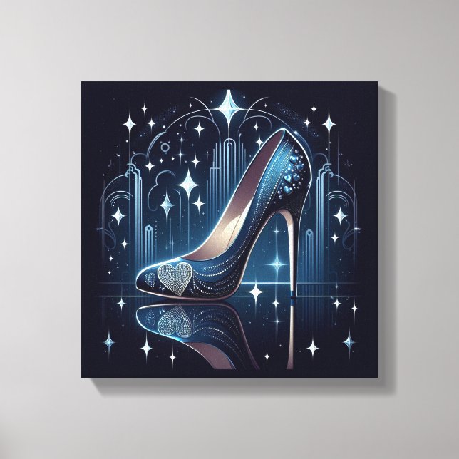 Impressão Em Tela Art Deco Style Blue Stiletts (Frente)