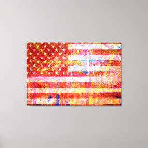 Impressão Em Tela Art Grunge American Flag #2