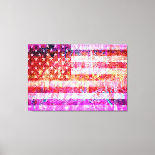Impressão Em Tela Art Grunge American Flag #4