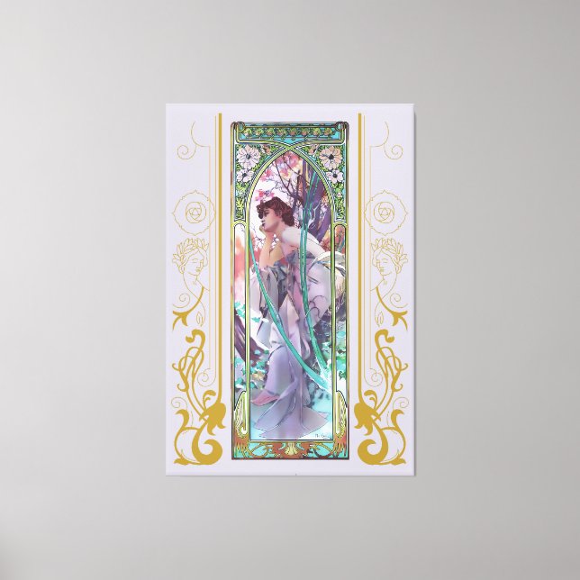 Impressão Em Tela Art Nouveau Alphonse Mucha Evening Contemplação (Frente)