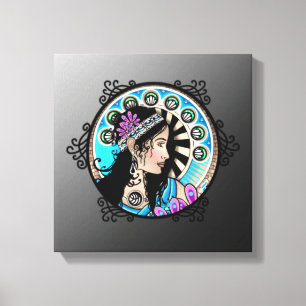Impressão Em Tela Art Nouveau Círculo Pintura Mulher Samaritana