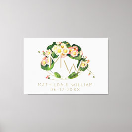 Impressão Em Tela Art Nouveau Daisies Wreath Monograma para Personal