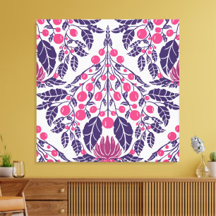 Impressão Em Tela Art Nouveau Pink & Purple Vintage Floral Scallop