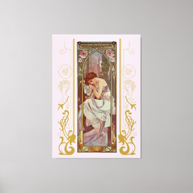 Impressão Em Tela Art Noveau Night Rest de Alphonse Mucha (Frente)