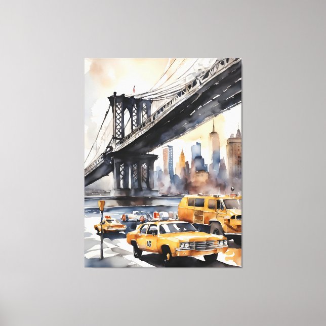 Impressão Em Tela Arte a aquarela de Nova Iorque (Frente)