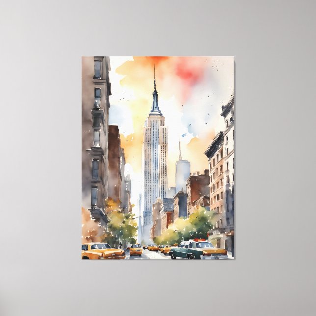 Impressão Em Tela Arte a aquarela de Nova Iorque (Frente)