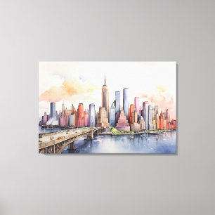 Impressão Em Tela Arte a aquarela de Nova Iorque