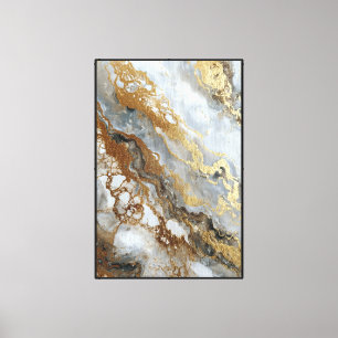 Impressão Em Tela Arte abstrata com veias giratórias cinza, branco e