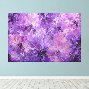 Impressão Em Tela Arte abstrata de flores roxas cor-de-rosa em flor
