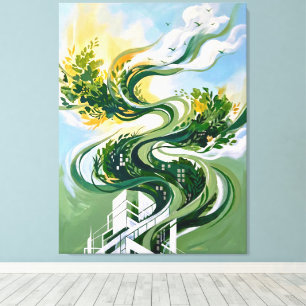 Impressão Em Tela Arte Abstrata de Floresta Vertical Arquitetura V