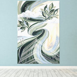 Impressão Em Tela Arte abstrata de Floresta Vertical, Edifício Verde