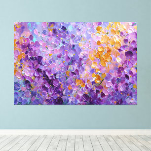 Impressão Em Tela Arte abstrata de jardim floral rosa roxo na parede