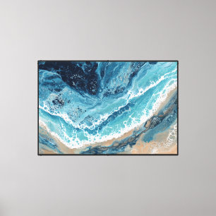 Impressão Em Tela Arte abstrata de parede de onda oceânica fluida na
