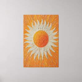 Impressão Em Tela Arte abstrata do Sol Radiante com Raios de Chama B