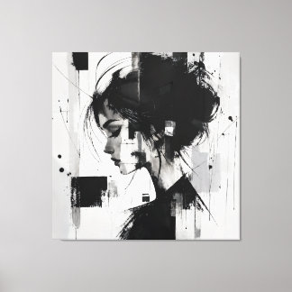 Impressão Em Tela Arte abstrata em preto e branco