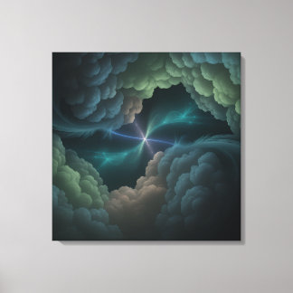 Impressão Em Tela Arte Abstrata em Tela de Nuvem Cósmica na Parede