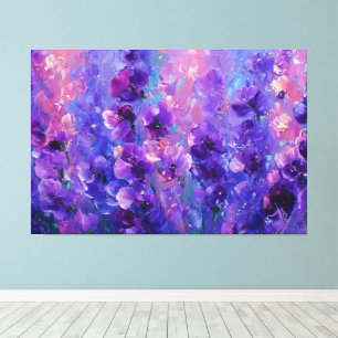 Impressão Em Tela Arte Abstrata Floral Violeta Roxa Sonho na Parede