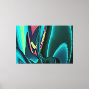 Impressão Em Tela Arte Abstrata Futurista em 3D Metálico Arco-íris