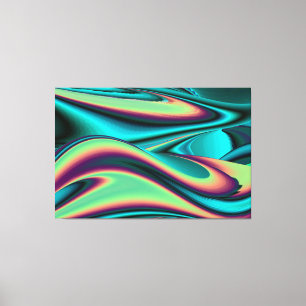 Impressão Em Tela Arte Abstrata Futurista em 3D Metálico Arco-íris