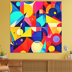 Impressão Em Tela Arte Abstrata Geométrica Vibrante