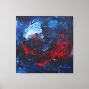 Impressão Em Tela Arte Abstrata Ousada em Vermelho Azul Ardente na P