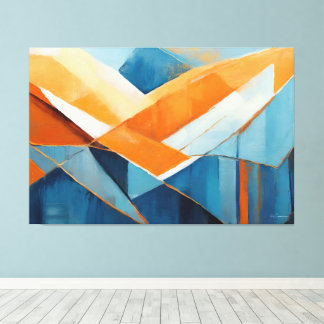 Impressão Em Tela Arte abstrata pintada em laranja azul