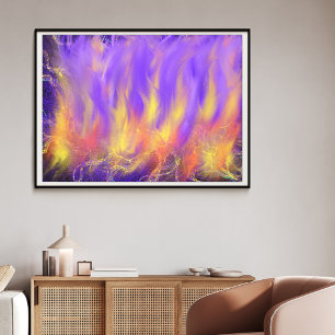 Impressão Em Tela Arte Abstrata Profética Cristã Fogo do Espírito Sa